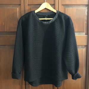 H&M Snakeskin Textured Faux Leather Collar Sweater